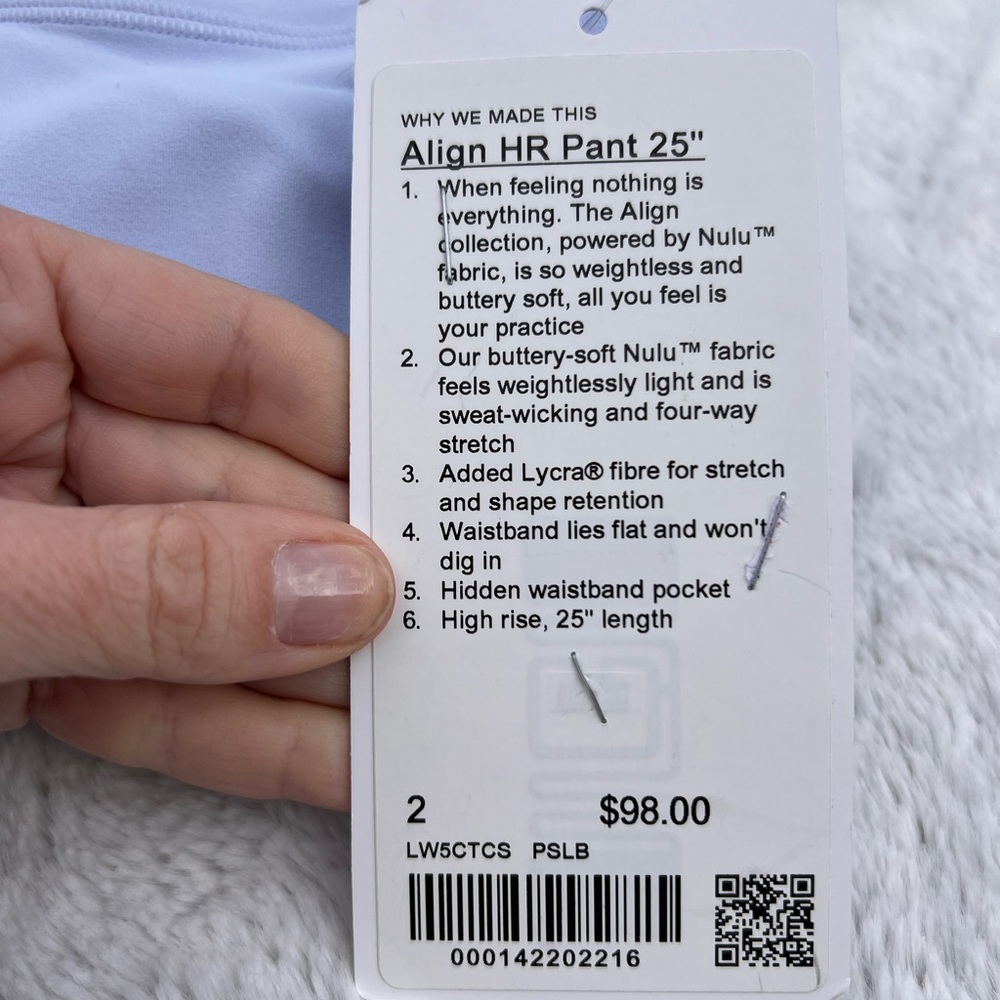 NWT Lululemon Align Leggings. Sz 2 Pastel Blue